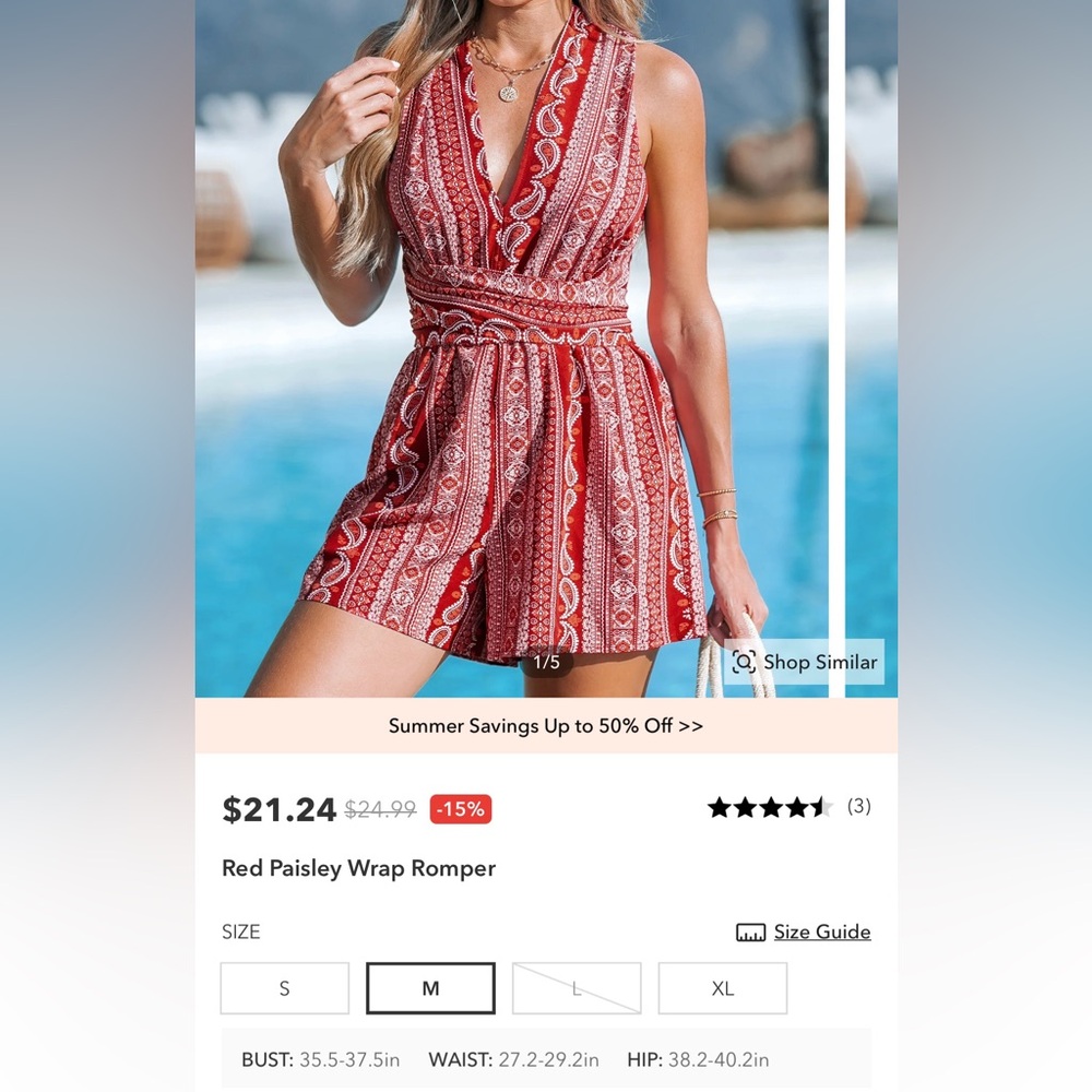Red Paisley Wrap Romper